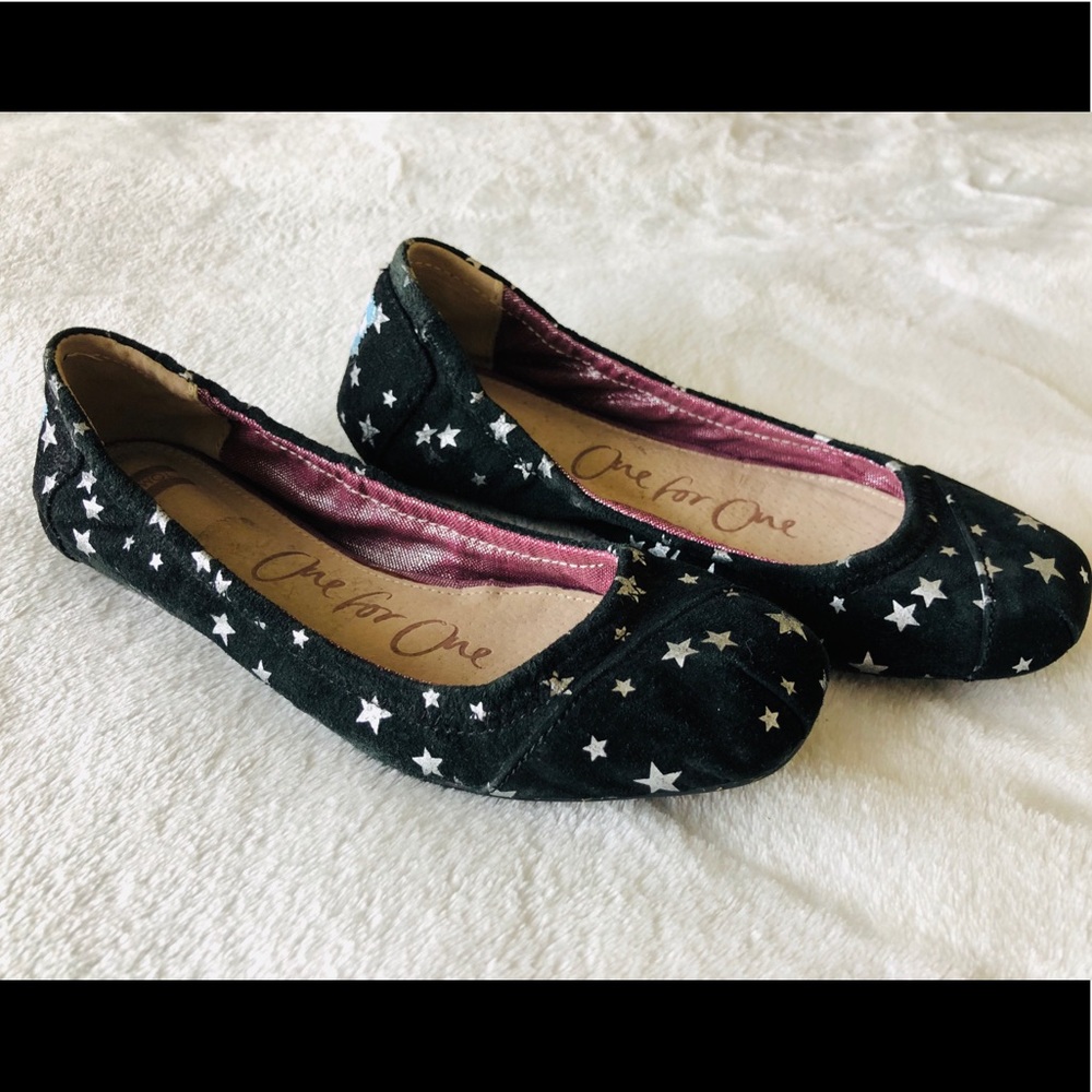 Tom’s Giselle Ballet Flats Silver Star Size 6